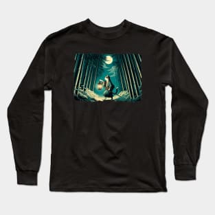 Vintage Japanese Art Sports Hiker Mountain Climbing Cat Long Sleeve T-Shirt